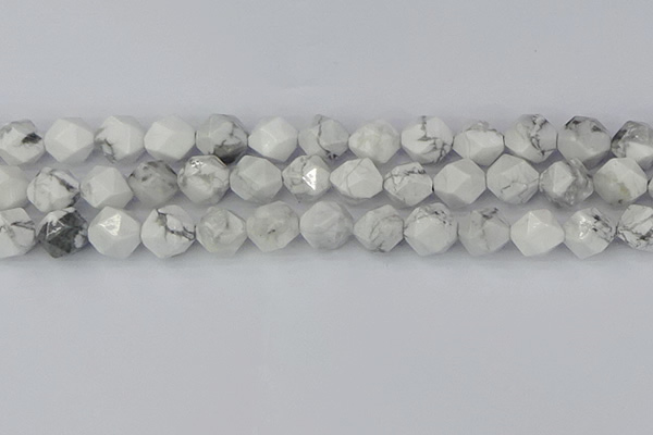 CWB241 15.5 inches 12mm faceted nuggets white howlite beads