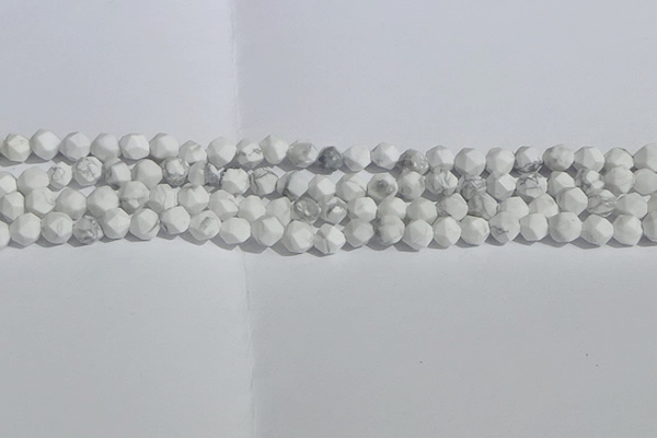 CWB244 15.5 inches 6mm faceted nuggets matte white howlite beads