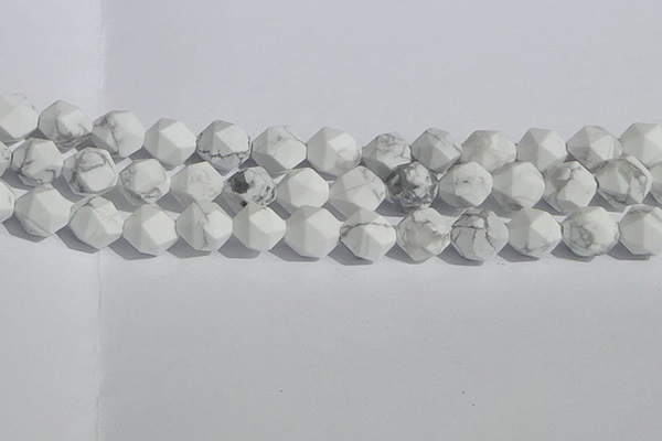 CWB247 15.5 inches 12mm faceted nuggets matte white howlite beads