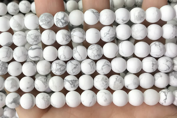 CWB252 15.5 inches 8mm round matte white howlite beads wholesale