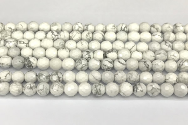 CWB265 15 inches 6mm faceted round howlite turquoise beads