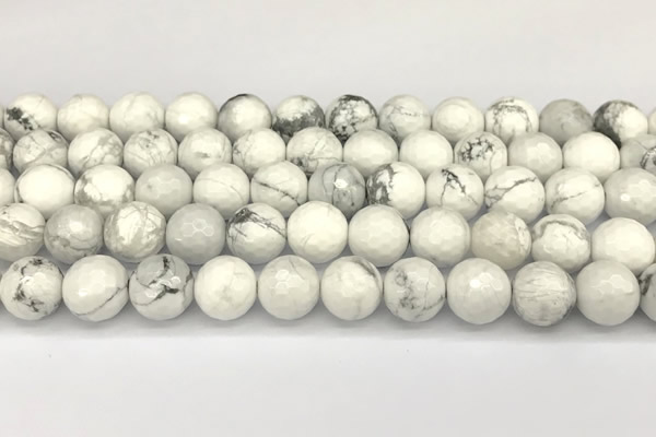 CWB268 15 inches 12mm faceted round howlite turquoise beads