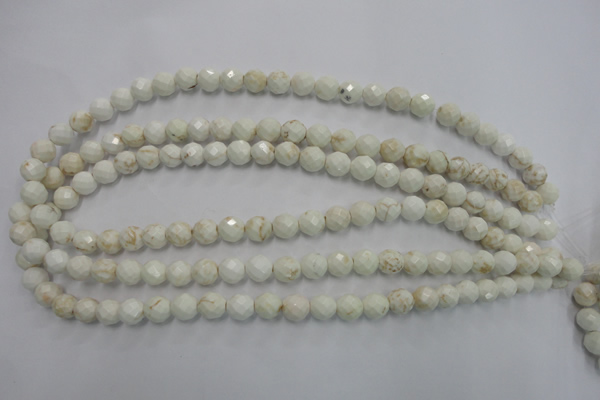 CWB302 15.5 inches 8mm faceted round howlite turquoise beads