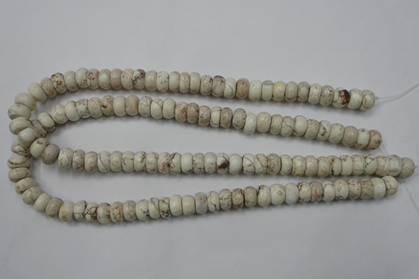 CWB322 15.5 inches 6*10mm rondelle howlite turquoise beads wholesale