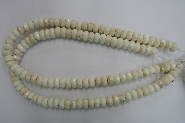 CWB327 15.5 inches 6*10mm faceted rondelle howlite turquoise beads