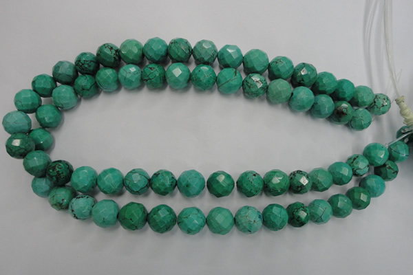 CWB404 15.5 inches 12mm faceted round howlite turquoise beads