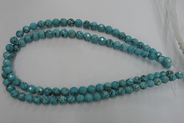 CWB422 15.5 inches 8mm faceted round howlite turquoise beads