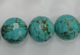 CWB427 15.5 inches 16mm faceted round howlite turquoise beads