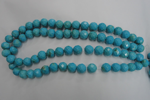 CWB434 15.5 inches 12mm faceted round howlite turquoise beads