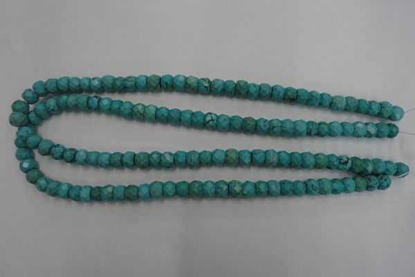 CWB444 15.5 inches 6*8mm faceted rondelle howlite turquoise beads