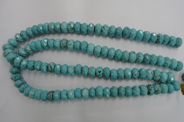CWB447 15.5 inches 8*12mm faceted rondelle howlite turquoise beads