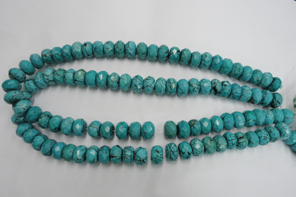 CWB448 15.5 inches 8*12mm faceted rondelle howlite turquoise beads