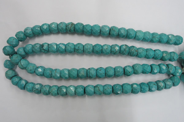 CWB450 15.5 inches 10*12mm faceted rondelle howlite turquoise beads