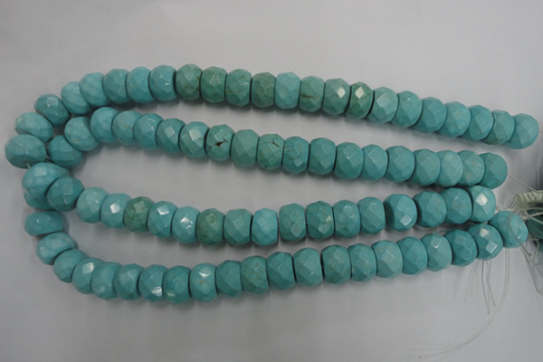CWB455 15.5 inches 10*14mm faceted rondelle howlite turquoise beads
