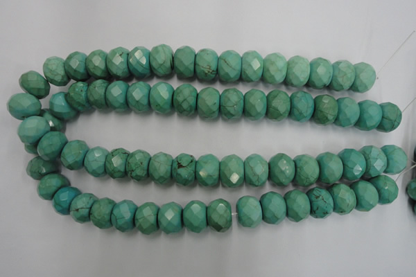 CWB456 15.5 inches 12*16mm faceted rondelle howlite turquoise beads