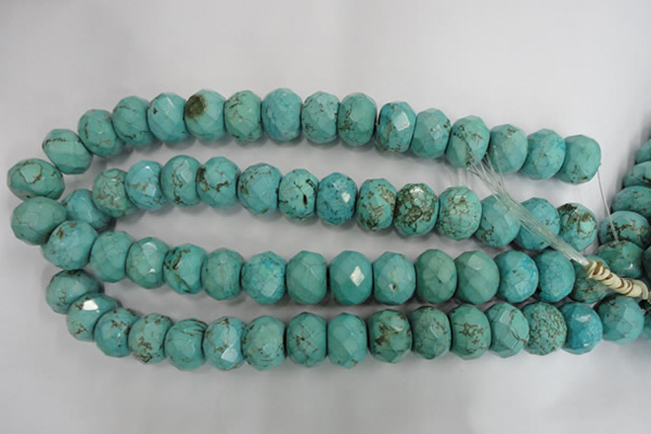 CWB459 15.5 inches 12*18mm faceted rondelle howlite turquoise beads