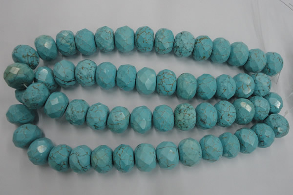 CWB462 15.5 inches 14*20mm faceted rondelle howlite turquoise beads