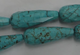 CWB472 15.5 inches 10*30mm faceted teardrop howlite turquoise beads