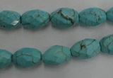 CWB481 15.5 inches 8*12mm faceted rice howlite turquoise beads