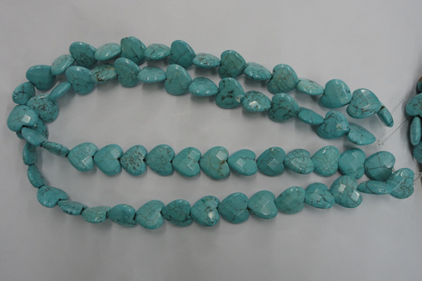 CWB493 15.5 inches 15*15mm faceted heart howlite turquoise beads