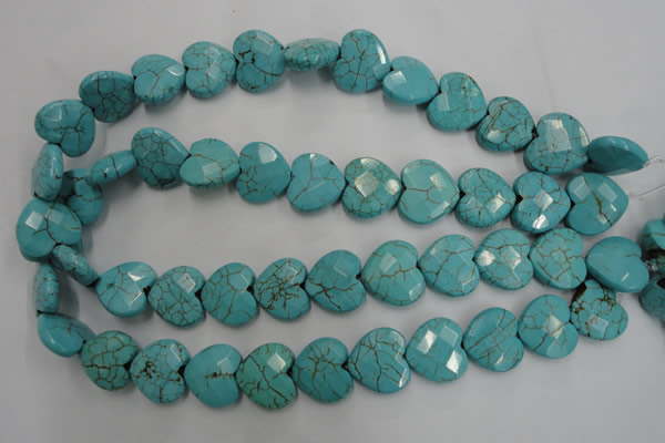CWB495 15.5 inches 18*18mm faceted heart howlite turquoise beads