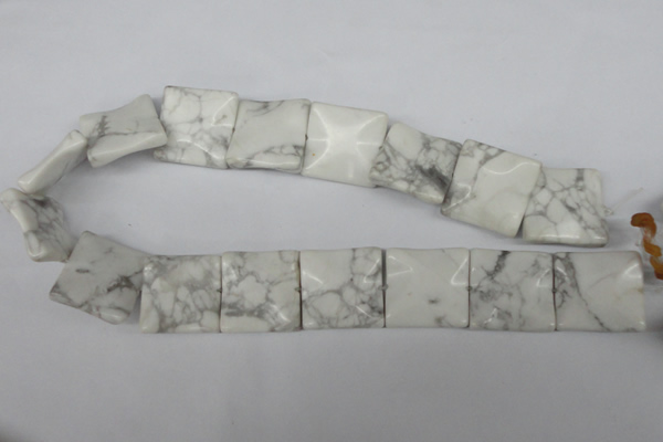 CWB62 15.5 inches 25*25mm wavy square natural white howlite beads