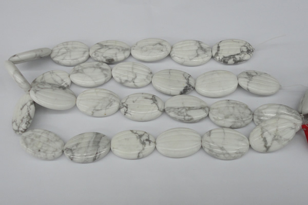 CWB68 15.5 inches 20*30mm carved oval natural white howlite beads
