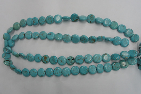 CWB703 15.5 inches 12mm flat round howlite turquoise beads