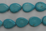 CWB722 15.5 inches 10*14mm flat teardrop howlite turquoise beads