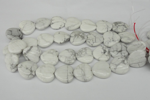 CWB74 15.5 inches 26*26mm carved heart natural white howlite beads
