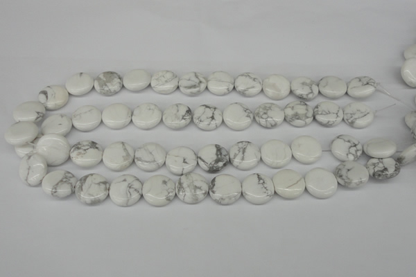 CWB77 15.5 inches 16mm flat round natural white howlite beads
