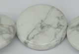 CWB78 15.5 inches 40mm flat round natural white howlite beads