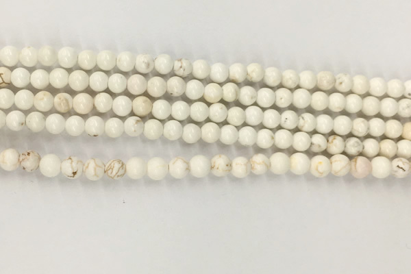 CWB800 15.5 inches 4mm round white howlite turquoise beads