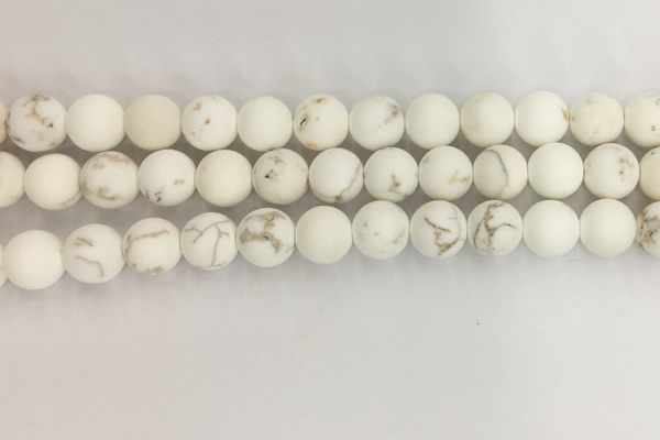 CWB814 15.5 inches 10mm round matte white howlite turquoise beads
