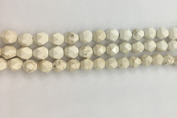 CWB885 15.5 inches 6mm faceted nuggets white howlite turquoise beads