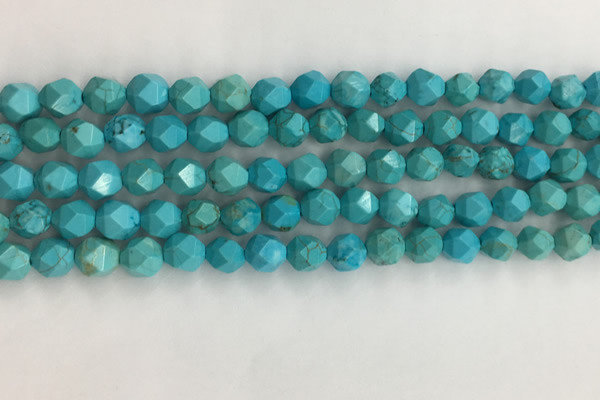 CWB889 15.5 inches 6mm faceted nuggets howlite turquoise beads