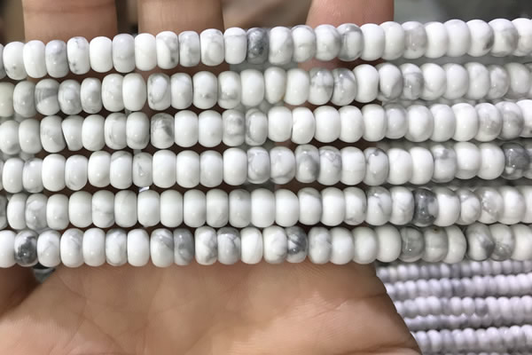 CWB917 15.5 inches 4*6mm rondelle white howlite turquoise beads