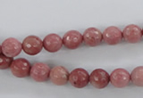 CWF01 15.5 inches 6mm faceted round pink wooden fossil jasper beads