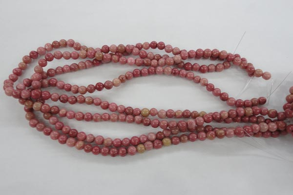 CWF11 15.5 inches 6mm round pink wooden fossil jasper beads wholesale