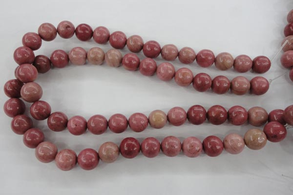 CWF16 15.5 inches 14mm round pink wooden fossil jasper beads wholesale