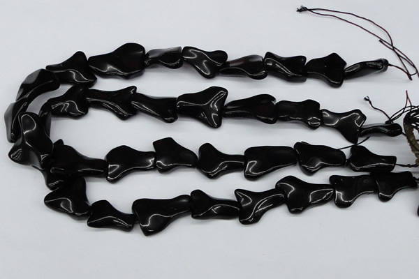 CWG01 15.5 inches 18*25mm wavy freeform black agate gemstone beads