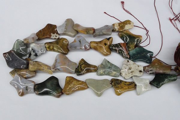CWG02 15.5 inches 25*33mm wavy freeform ocean agate gemstone beads