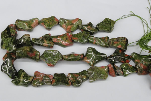 CWG05 15.5 inches 25*33mm wavy freeform unakite gemstone beads