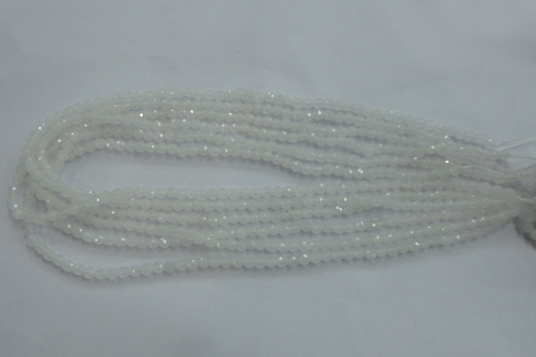 CWH01 15.5 inches 4mm faceted round white jade beads wholesale