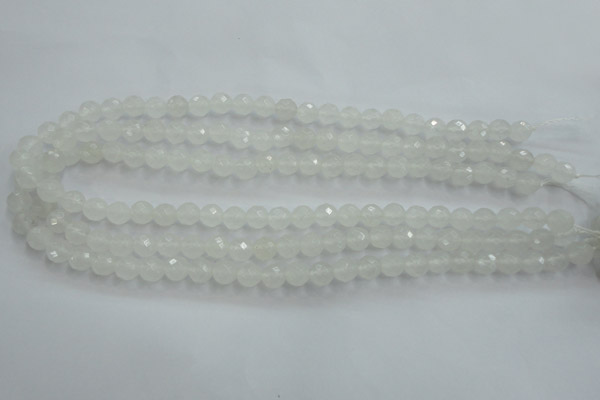 CWH03 15.5 inches 8mm faceted round white jade beads wholesale