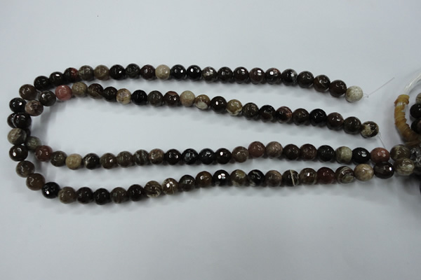 CWJ212 15.5 inches 8mm faceted round wood jasper gemstone beads