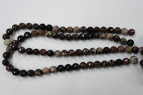 CWJ213 15.5 inches 10mm faceted round wood jasper gemstone beads