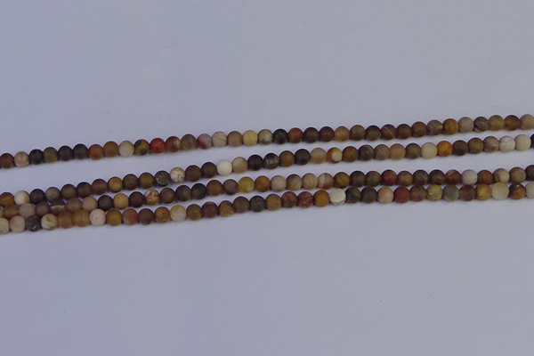 CWJ410 15.5 inches 4mm round matte wood jasper beads wholesale