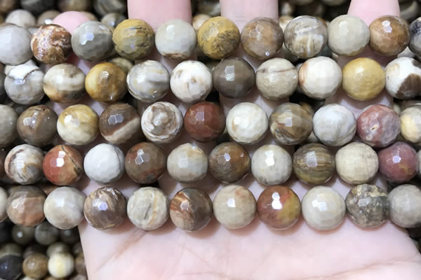 CWJ453 15.5 inches 10mm faceted round wood jasper beads wholesale