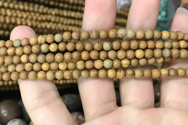 CWJ510 15.5 inches 4mm round wooden jasper beads wholesale